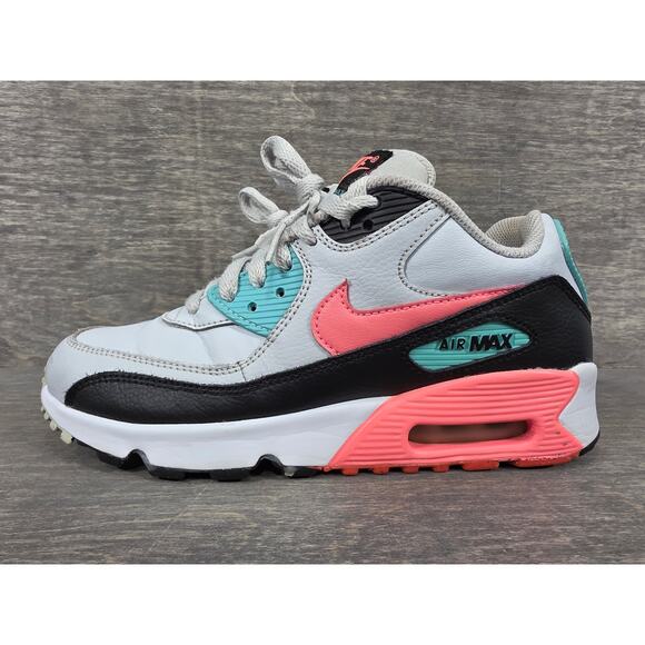 Nike Air Max 90 Leather GS 'Pure Platinum Lava Glow' Sneakers Size 4.5Y Kids - Picture 2 of 9